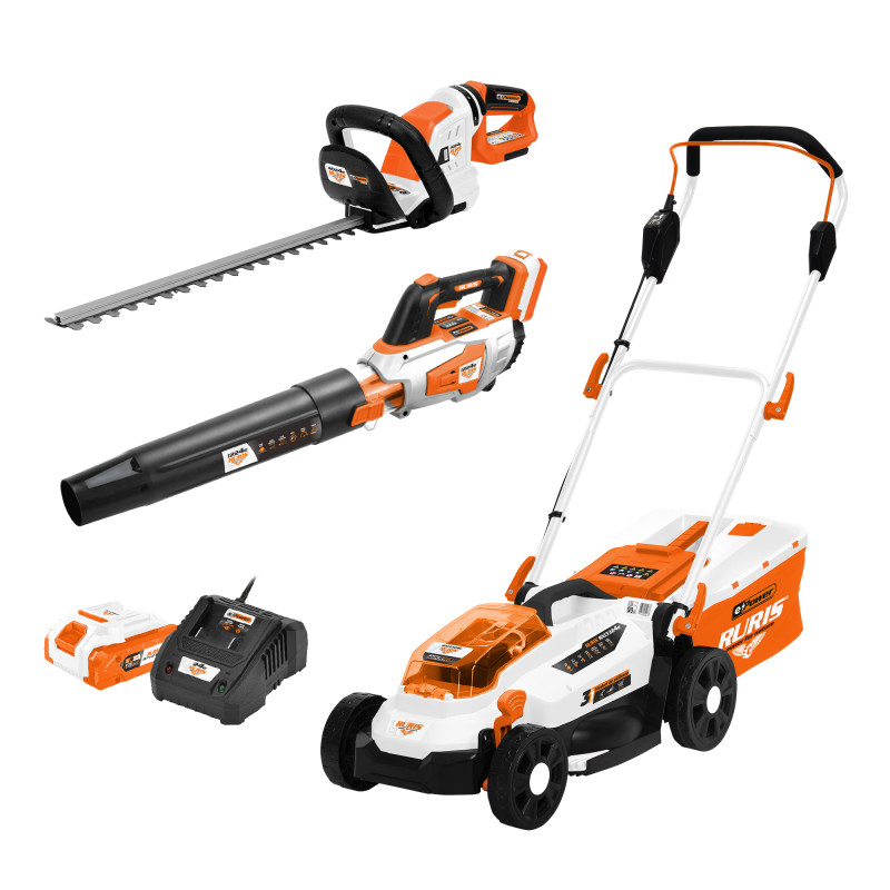 SET - aku sekačka na trávu RURIS RXI 3324e + aku plotostřih RURIS 4024e + aku foukač RURIS 1224e